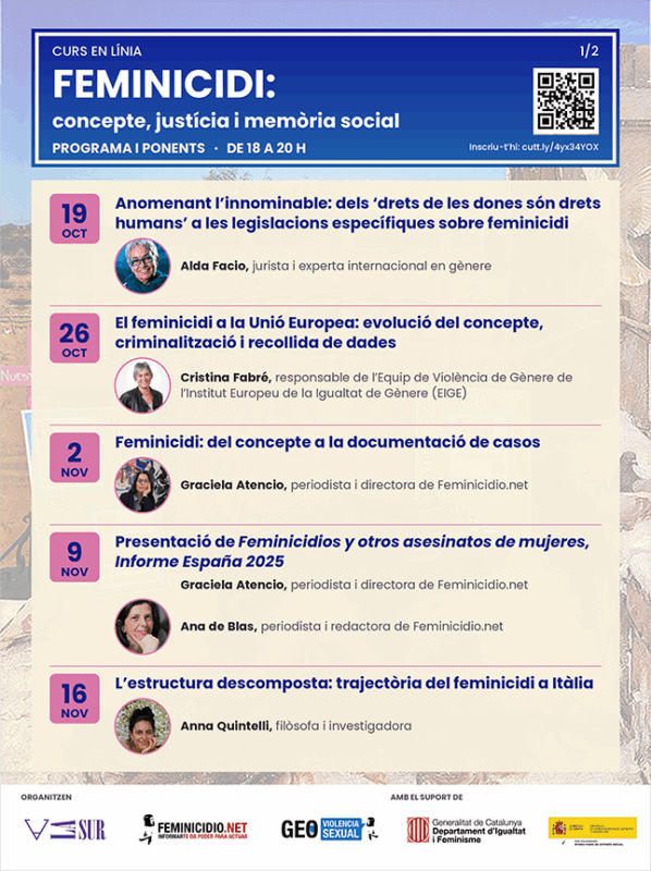 Curs En Línia Feminicidi: concepte, justícia i memòria social