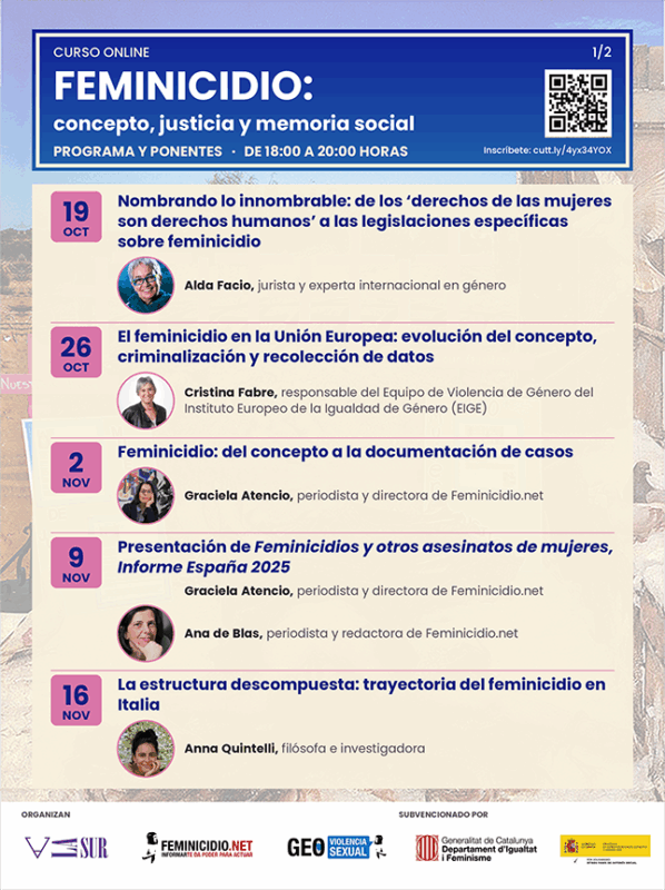 Programa curso Feminicidio con las ponentes