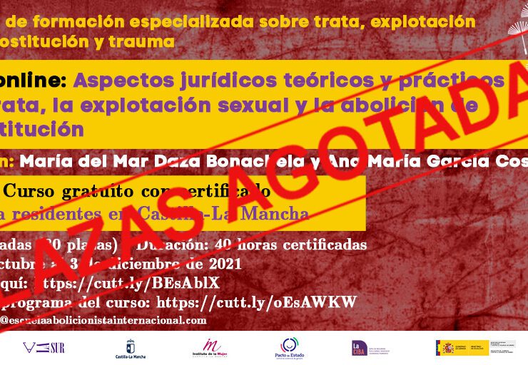 Curso online aspectos jurídicos, teóricos y prácticos de la trata, la explotación sexual y la abolición de la prostitución.