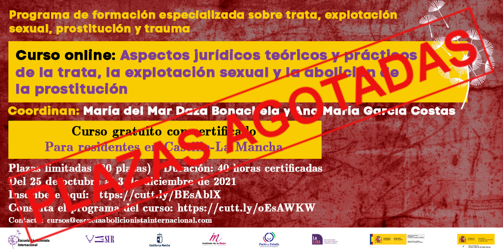 Curso online aspectos jurídicos, teóricos y prácticos de la trata, la explotación sexual y la abolición de la prostitución.