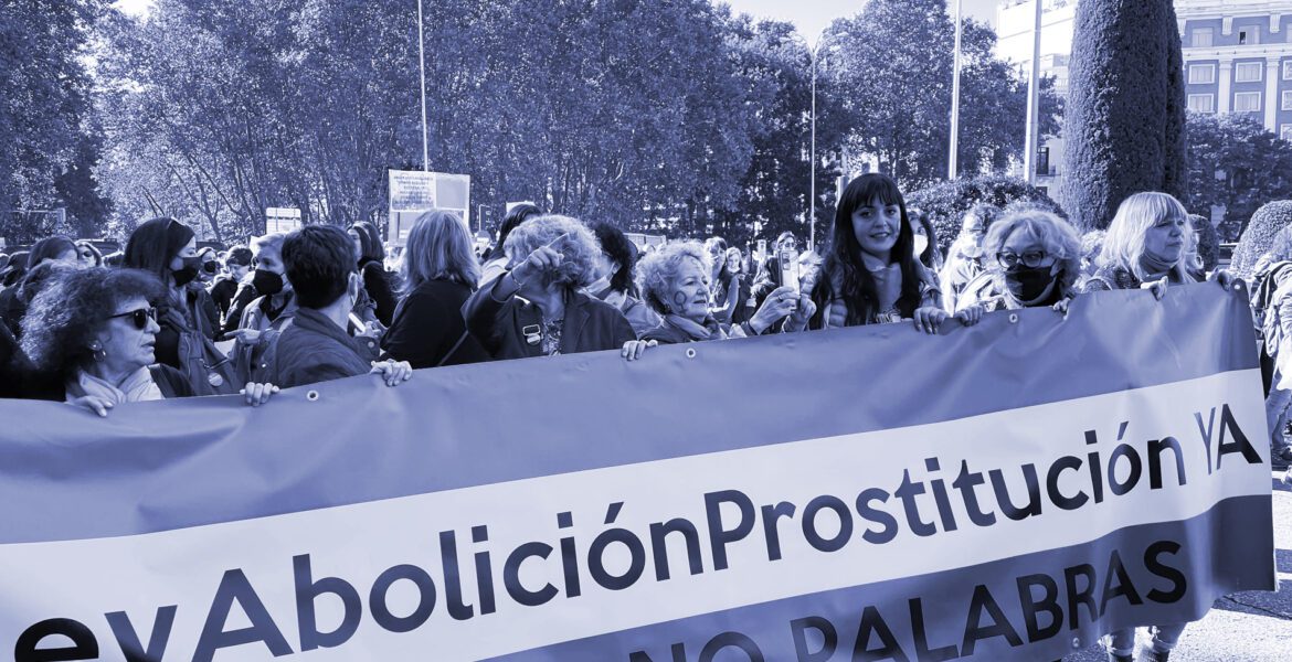 "Hechos, no palabras" en la pancarta abolicionista.