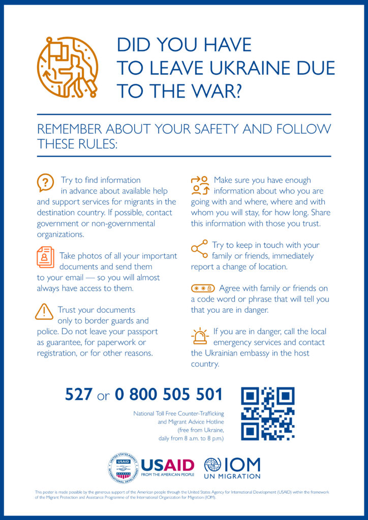 Reglas básicas de seguridad para los refugiados, publicadas por la OIM.
