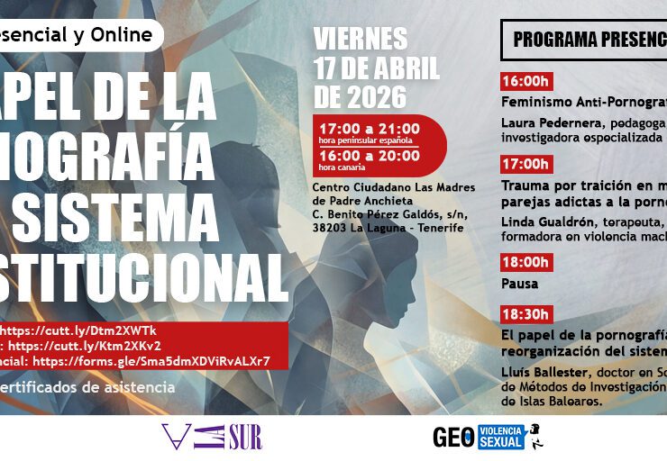 Jornada El Papel de la Pornografía que se realizará en abril en Tenerife