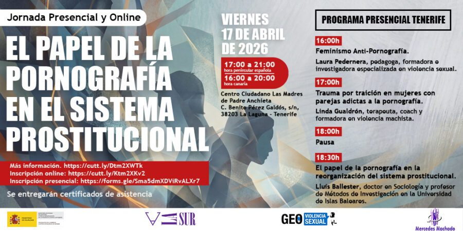 Jornada El Papel de la Pornografía que se realizará en abril en Tenerife